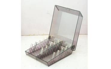 VISTING CARD HOLDER STAND ACRYLIC SHEET VISITING CARD BOX DOUBLE ROW WITH ALPHABATICAL DISPLAY 8.25x9.5x3 INCH
